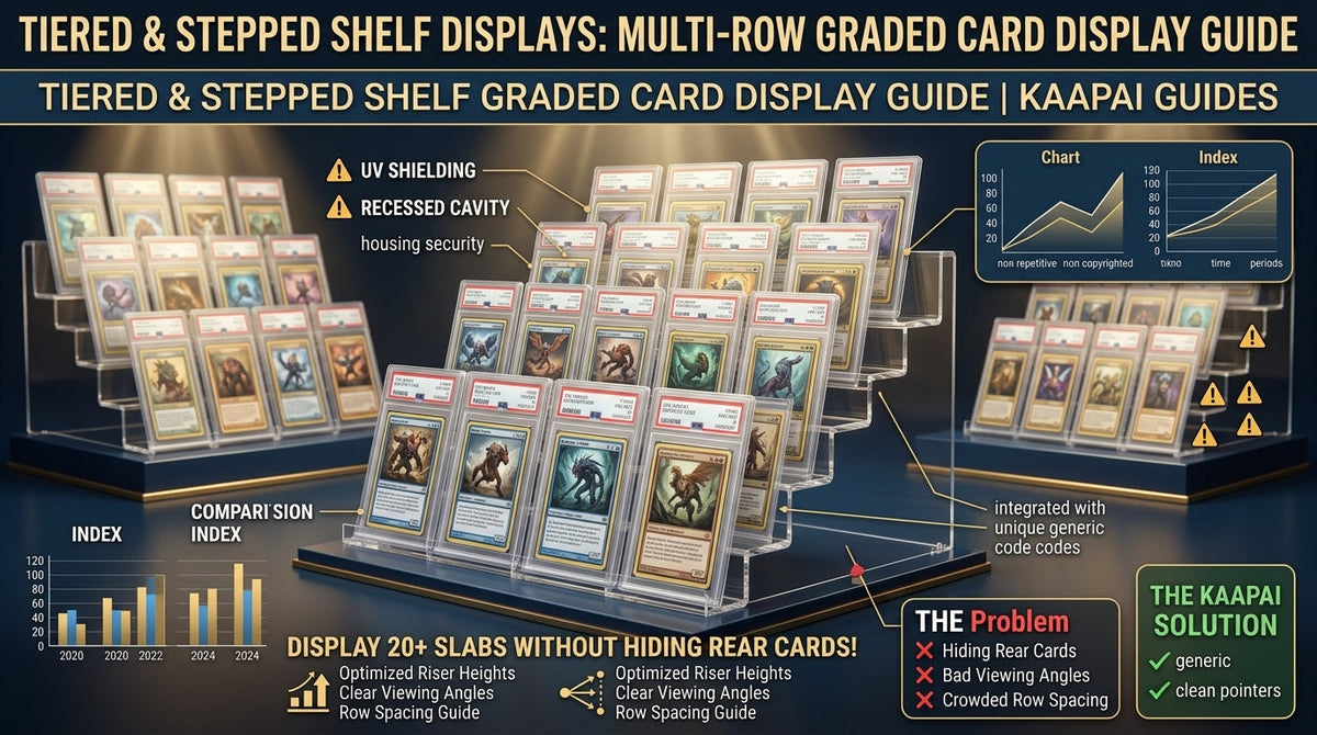Tiered & Stepped Shelf Displays Multi-Row Graded Card Display Guide