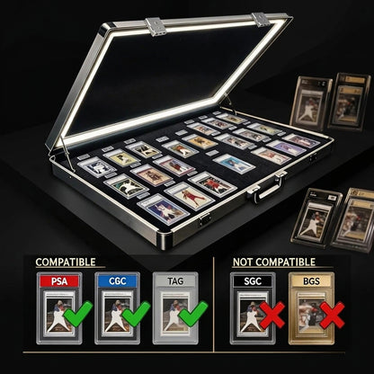 Kaapai® LED Trading Card Display Case – Premium Aluminum Lockable Showcase with UV Protection 34” x 22”