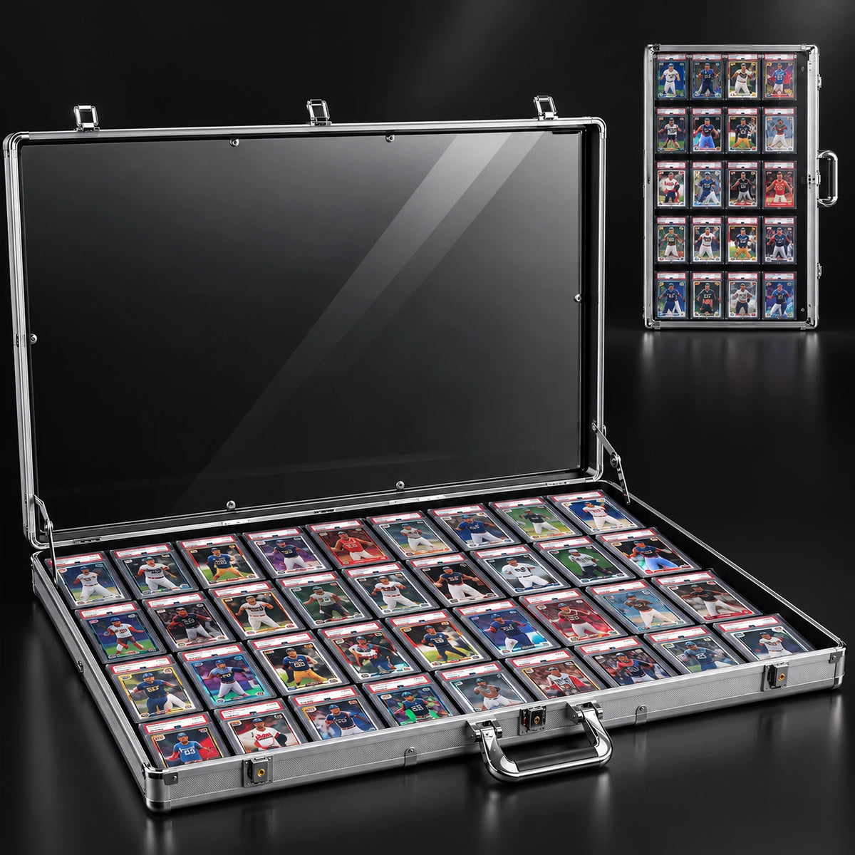 KAAPAI TradeVault Lockable Card Display Case – Pro Edition Silver