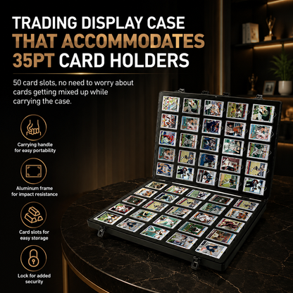 KAAPAI Aluminum Card Vault – 50 Slot Display Case for 500 Trading Cards