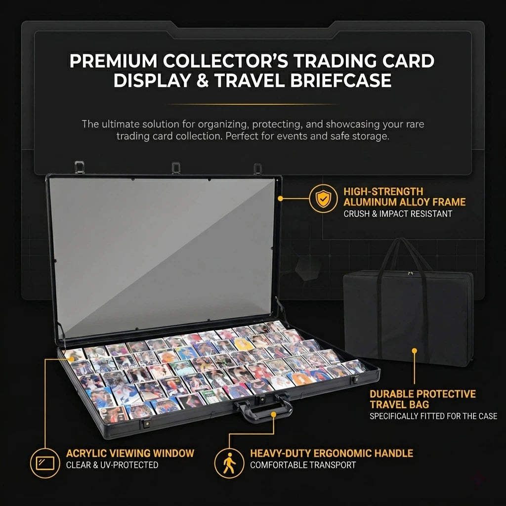 Kaapai 34” x 22” LED Card Display Case with Lock & Carry Bag for TCG & Sports Cards