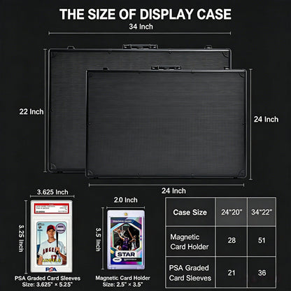 trade show card display case Aluminum Alloy Trading Lockable Glass Showcase For Sports Cards, PSA/BGS Graded Cards, And Collectibles With this trading card display frame Locking Portable Jewelry & Trading