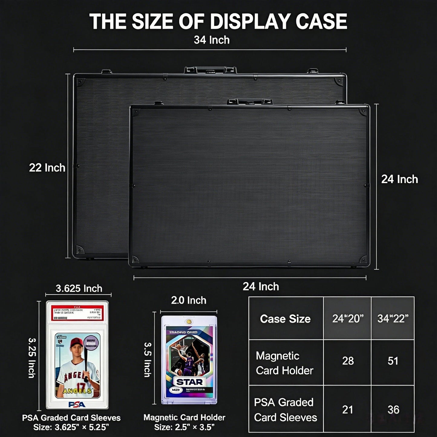 Kaapai® 34x22 Locking Card Display Case with Carry Bag