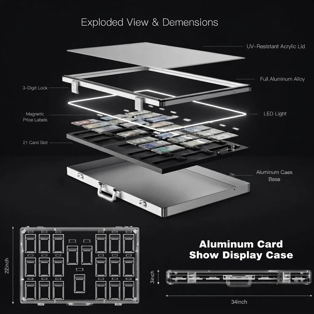 LED Lockable Trading Card Display Case