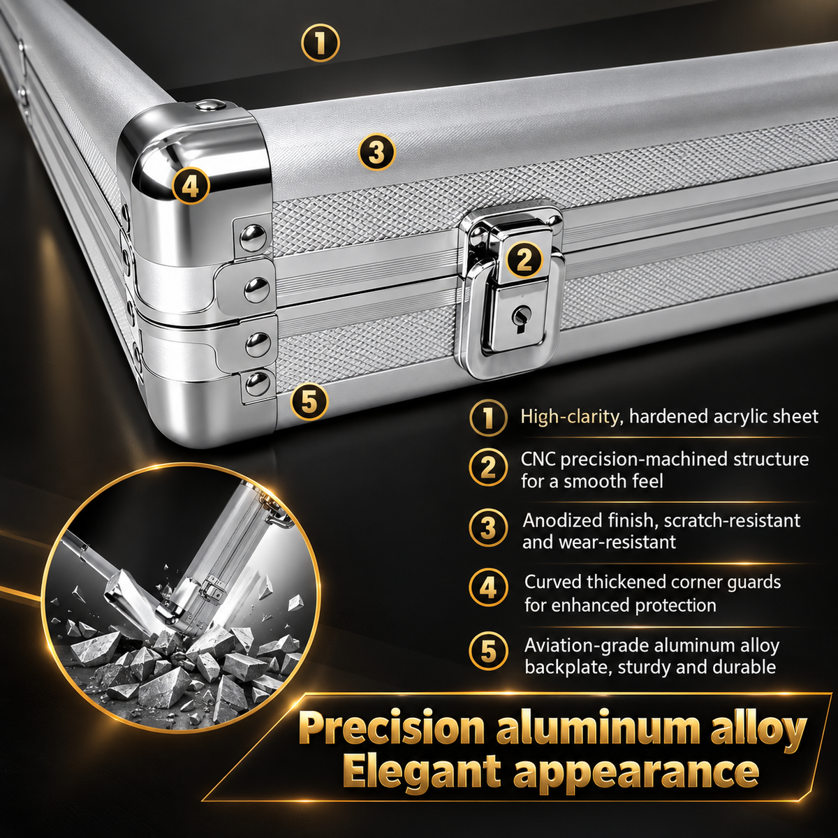 TradeVault Lockable Card Display Case – Pro Edition Silver