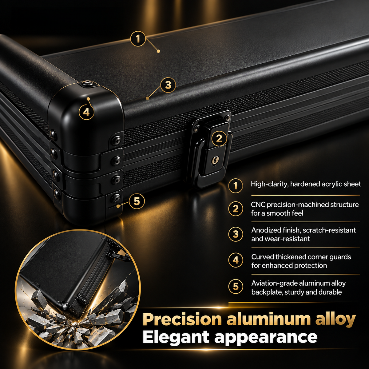 TradeVault Lockable Card Display Case – Pro Edition Black