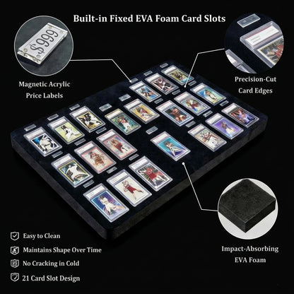 Kaapai® LED Trading Card Display Case – Premium Aluminum Lockable Showcase with UV Protection 34” x 22”