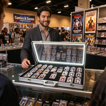 Kaapai® LED Trading Card Display Case – Premium Aluminum Lockable Showcase with UV Protection 34” x 22”