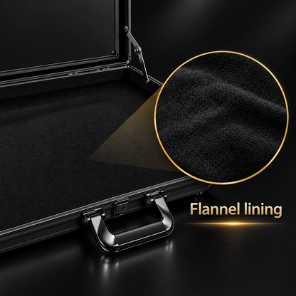KAAPAI TradeVault card case showing premium flannel lining interior for scratch-resistant and non-slip protection.